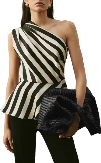 Stripe One-Shoulder Peplum Top | Nordstrom