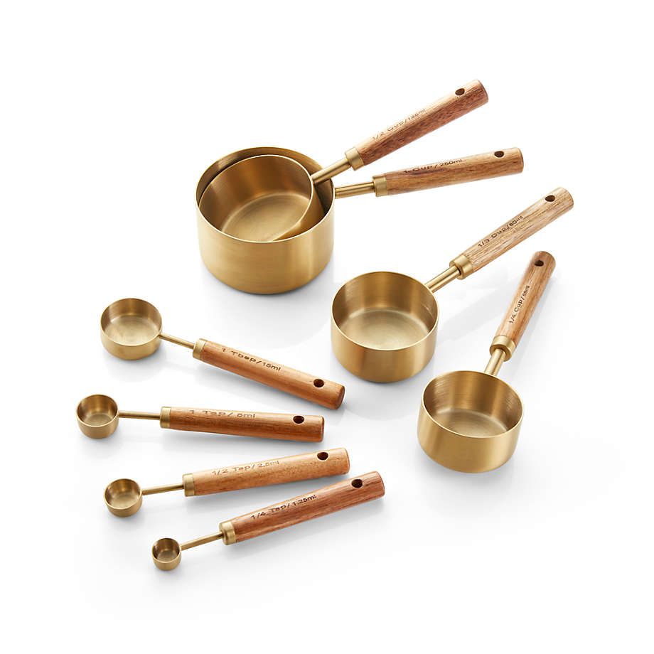 Acacia Wood and Gold Dry Measuring Cups, Set of 4 + Reviews | Crate & Barrel | Crate & Barrel