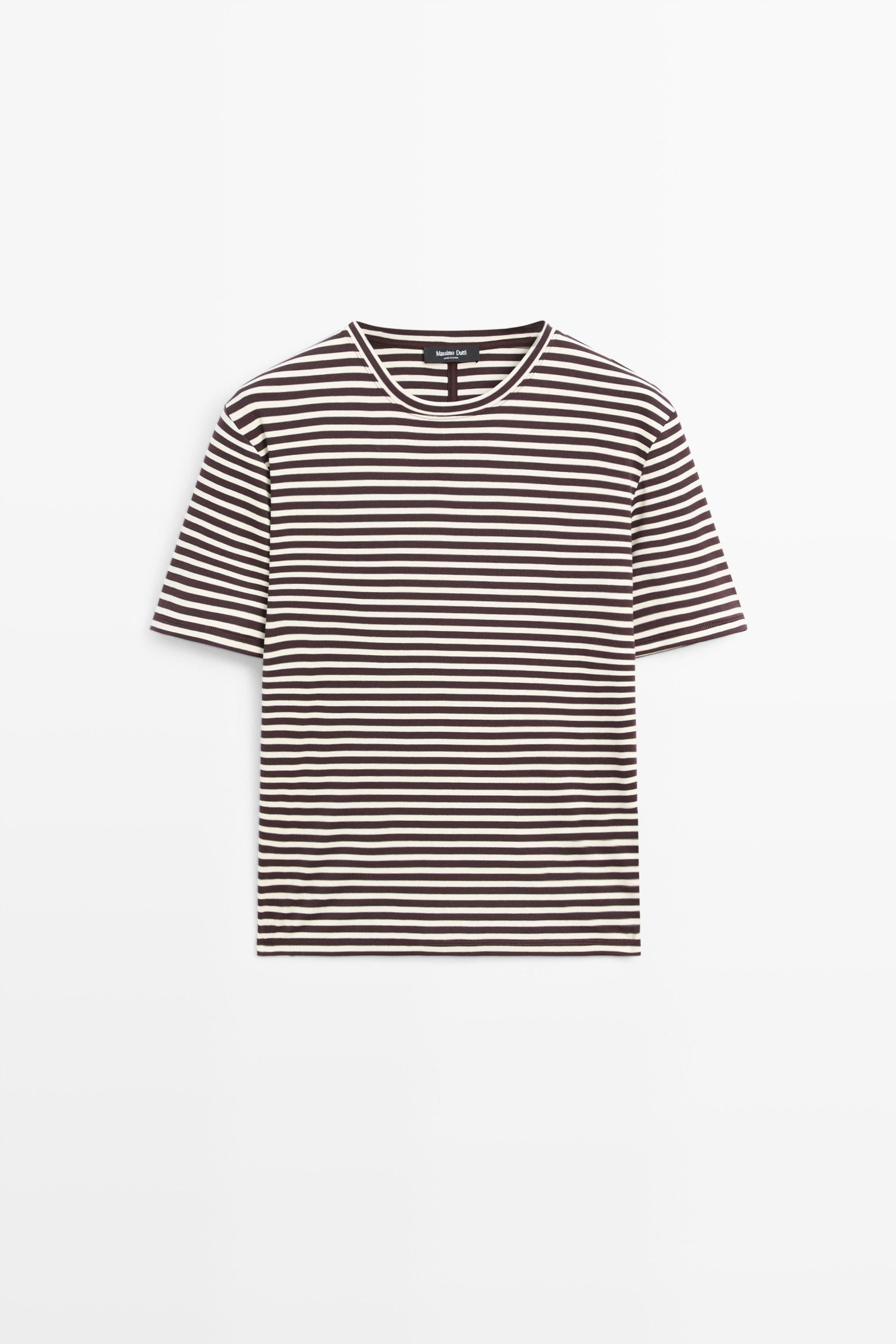 100% cotton striped short sleeve T-shirt | Massimo Dutti UK