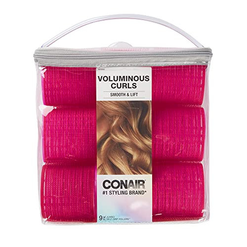 Conair Heatless Curls - Extra Large Hair Rollers - heatless curlers - heatless curls overnight - Velcro Rollers for Hair - Hot Pink - 9 Count w/storage case | Amazon (US)