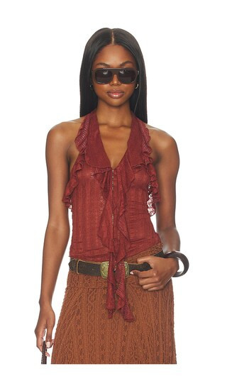 MORE TO COME Marilou Halter Top in Brown. - size S | Revolve Clothing (Global)
