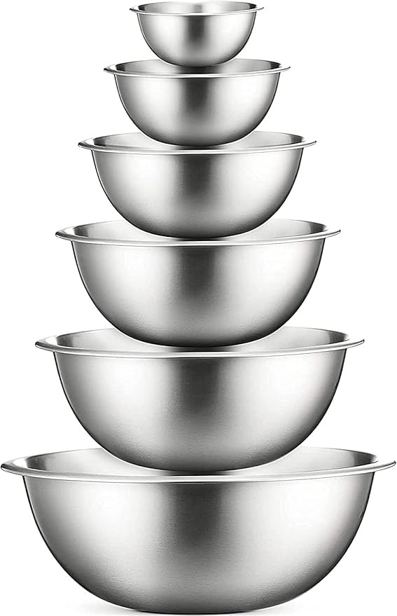 COOK WITH COLOR Stainless Steel Mixing Bowls Set - Nesting Bowls with Non-Slip Bottom and Easy-Gr... | Amazon (US)