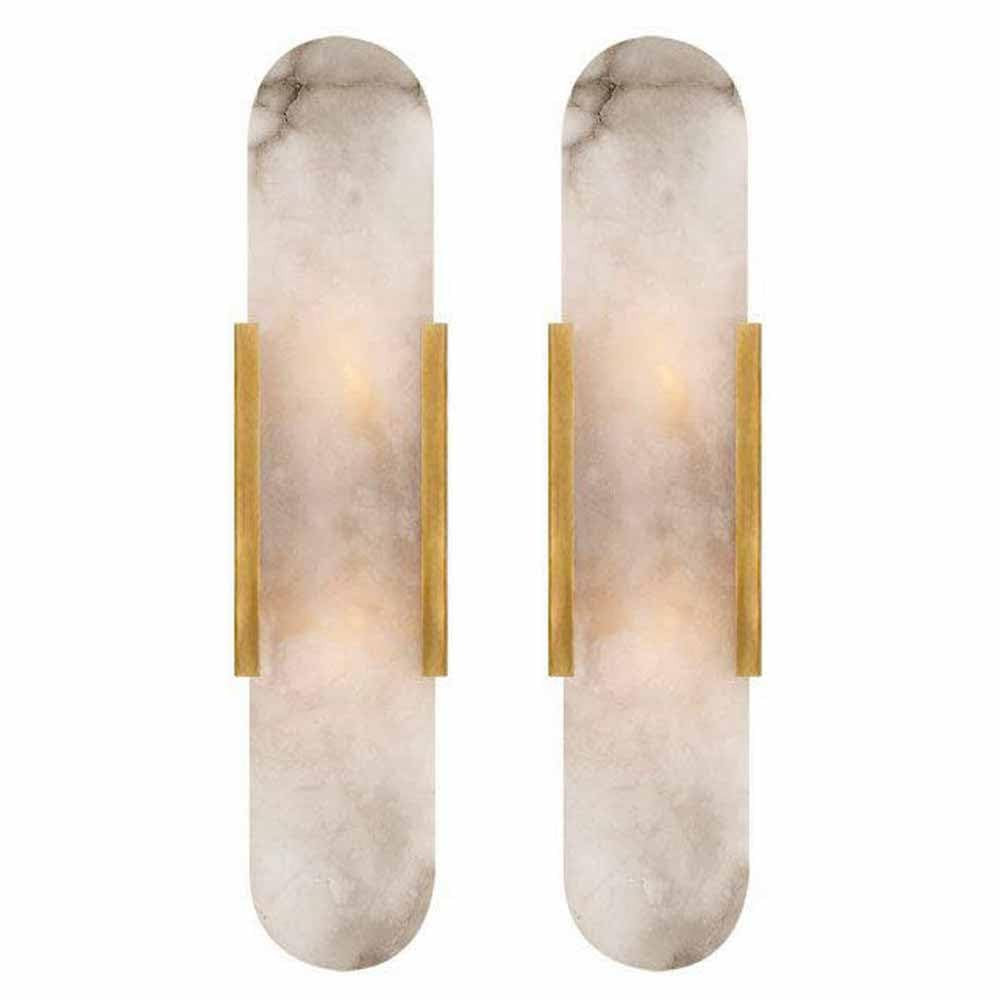 Natural Alabaster Wall Sconces Set of 2 Marble Wall Lamp Bathroom Vanity Light Fixtures Alabaster Sconce Lighting White Stone Wall Mount Lamp for Bedroom Living Room Hallway Stairs Kitchen | Amazon (US)