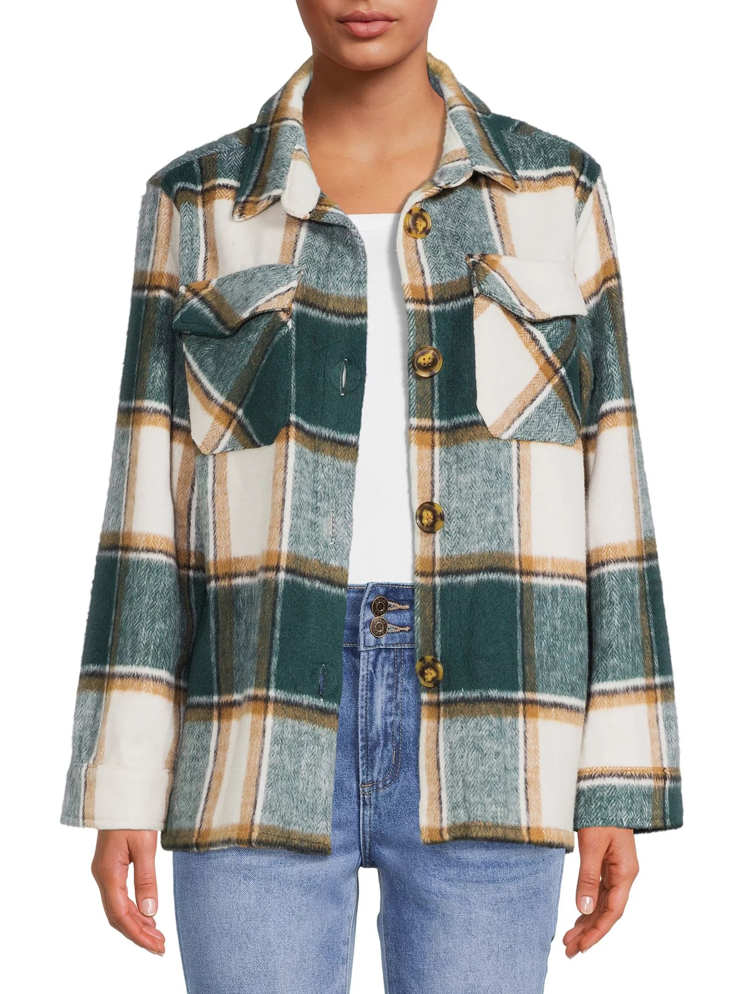 Jason Maxwell Women's Plaid Shirt Jacket - Walmart.com | Walmart (US)