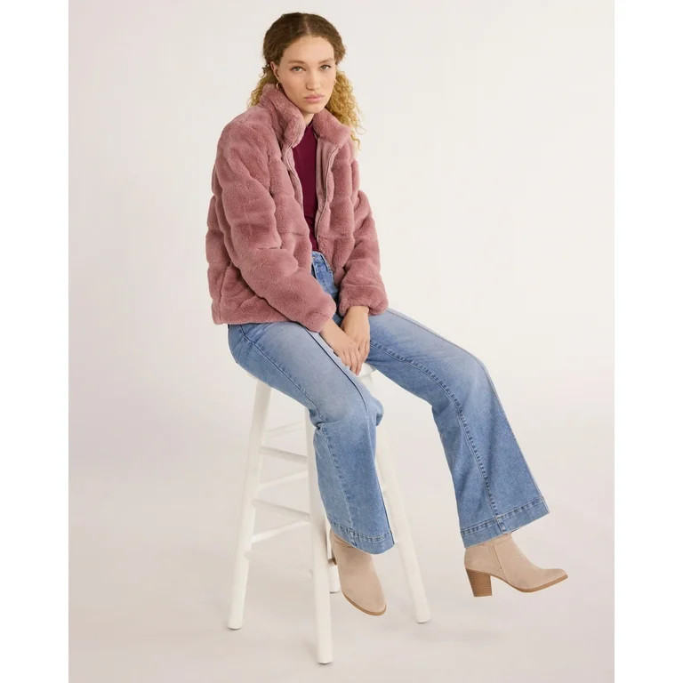 Time and Tru Women's and Women's Plus Faux Fur Channel Jacket, Sizes XS-3X | Walmart (US)