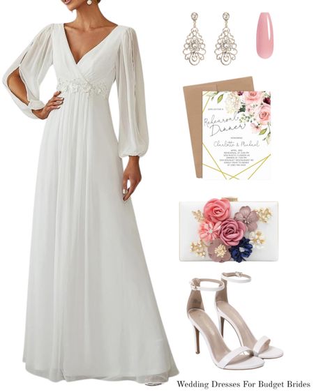 Affordable white maxi wedding dress for the bride to be.

#cityhallbride #backyardwedding #rehearsaldinnerdress #promdress #formaldress

#LTKstyletip #LTKSeasonal #LTKwedding