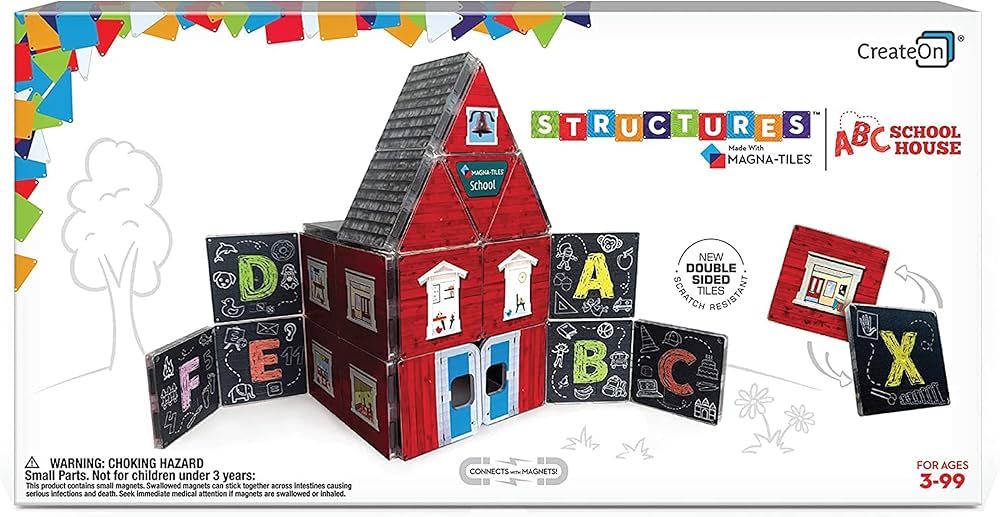 CreateOn Magna-Tiles ABC Schoolhouse Magnetic Tiles Structure-Building Set for Kids, Magnetic Kid... | Amazon (US)