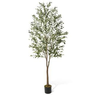 7 ft. Green Artificial Olive Tree, Faux Plant in Pot for Indoor Home Office Modern Decoration Hou... | The Home Depot