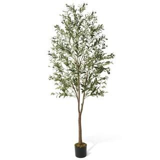 7 ft. Green Artificial Olive Tree, Faux Plant in Pot for Indoor Home Office Modern Decoration Hou... | The Home Depot