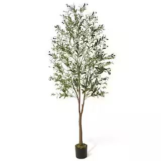 7 ft. Green Artificial Olive Tree, Faux Plant in Pot for Indoor Home Office Modern Decoration Hou... | The Home Depot