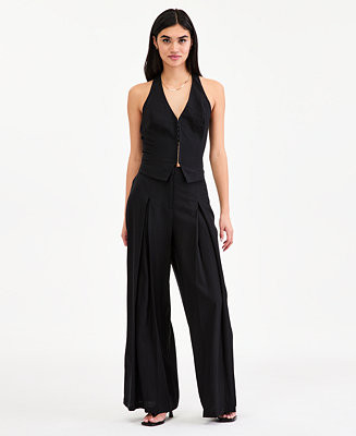 Women's High-Rise Linen-Blend Wide-Leg Pants, Macy's Exclusive | Macy's