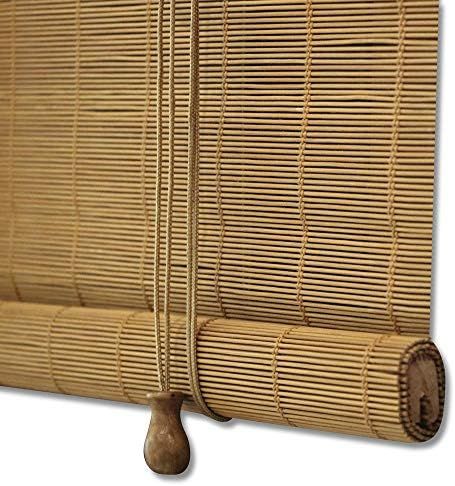 ZY Blinds Bamboo Window Blinds, Light Filtering Roll Up Blinds with Valance, 28" W x 48" L, Patte... | Amazon (US)
