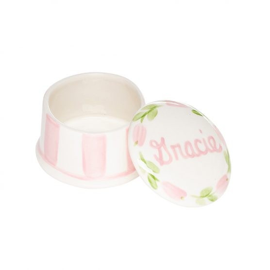 Caroline & Co Hand Painted Round Ring Box – Pink | The Tot