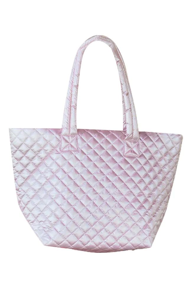Chase After You Blush Quilted Tote | Pink Lily