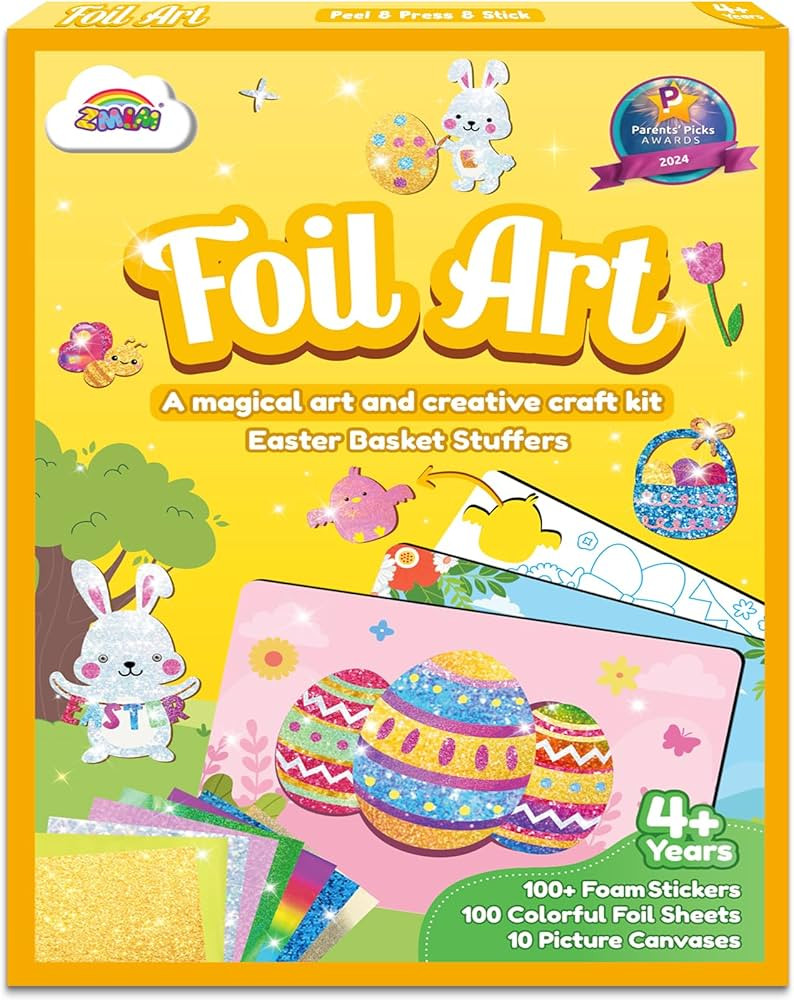 ZMLM Easter Crafts Gifts for Kids - Foil Art Mess Free Activity, Fun Easter Basket Stuffers, Gift... | Amazon (US)