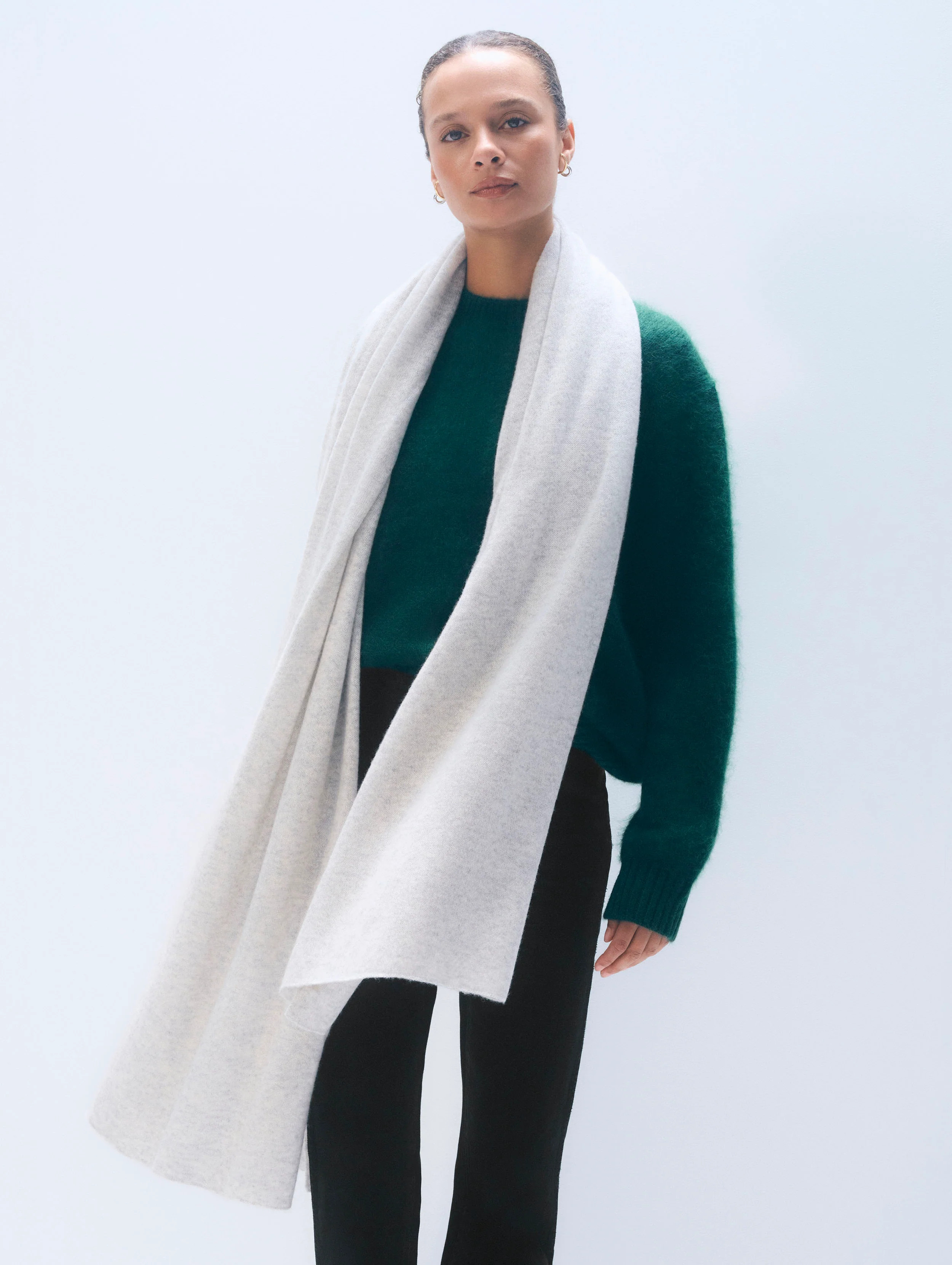 Cashmere Travel Wrap | Misty Grey Heather | White and Warren