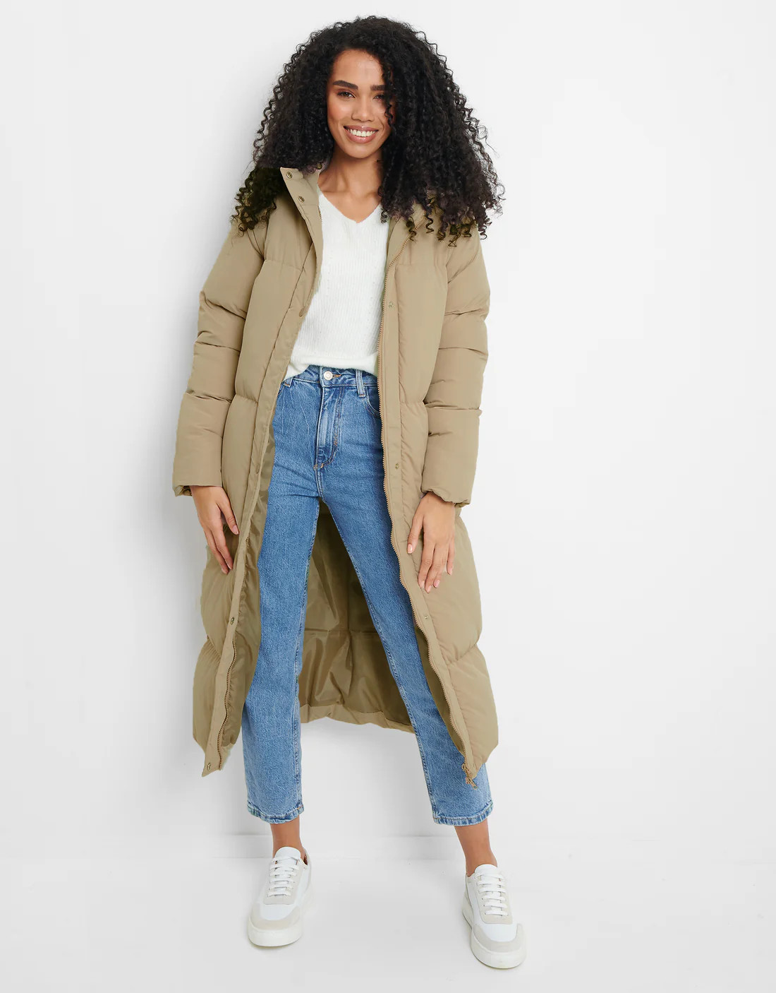 Women's Mocha Maxi Puffer Jacket | Threadbare