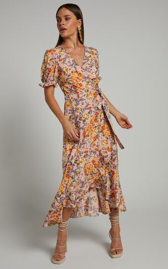 Lorie Maxi Dress - Short Sleeve Cut Out Tie Back Dress in Boheme Floral | Showpo (US, UK & Europe)