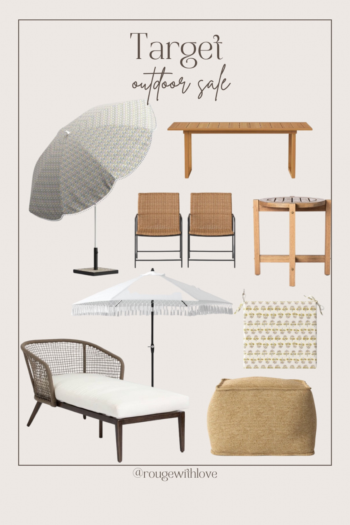Target
Target sale
Target patio 
Target outdoor
Outdoor furniture 
Patio furniture 
Umbrella
Dining table
Dining chair
Chaise
Ottoman
End table
Cushion
Threshold
Studio McGee
McGee and co


#LTKsalealert #LTKSeasonal #LTKhome