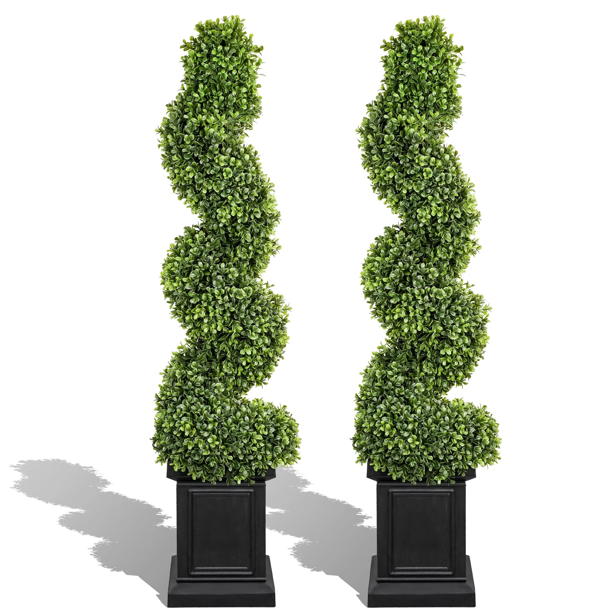 Boxwood Outdoor Topiary Set of 2, 3.5ft Tall Outdoor Porch Trees, All-Year Green Fake Plant Topia... | Wayfair North America