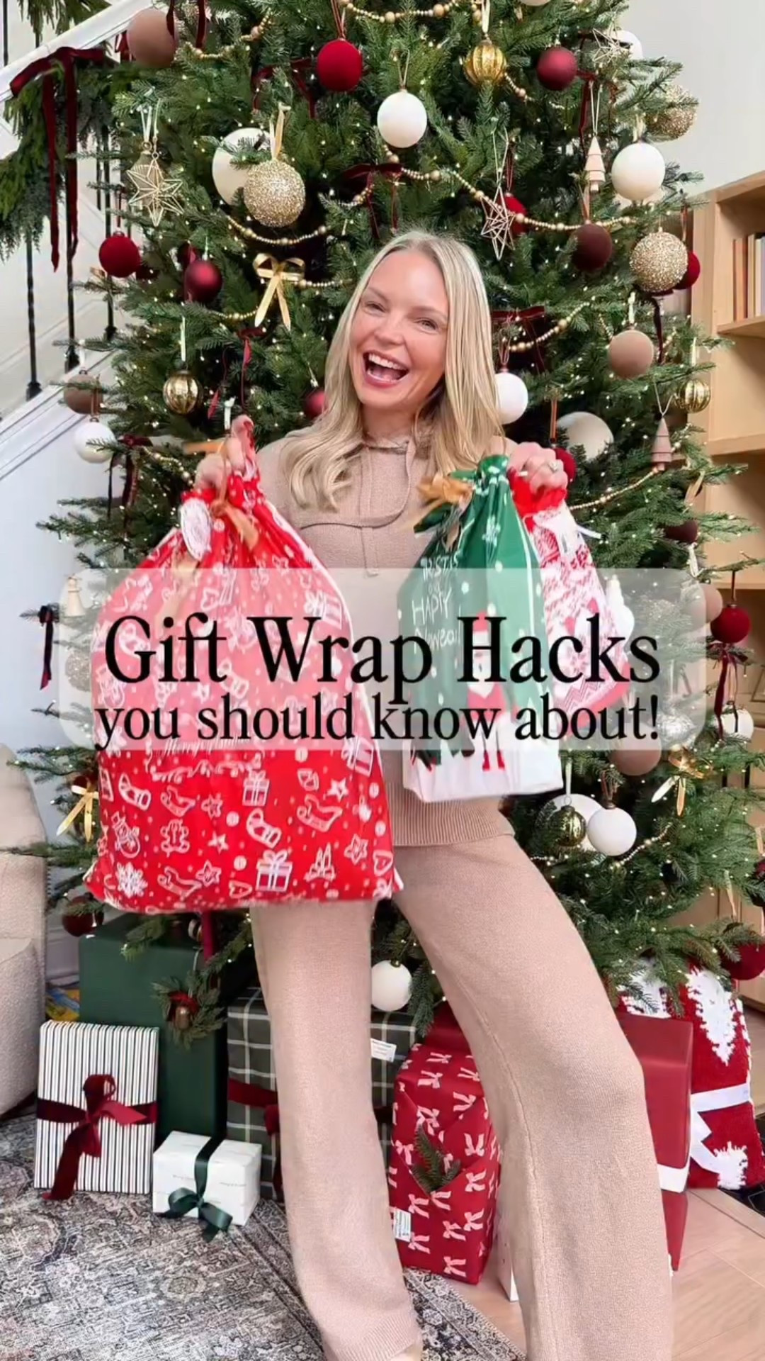 🎁 Gift Wrap Hacks that will make the job easier 👏🤶🏻 Getting this gift wrap storage back has been a game changer, keeping everything organzied has helped me be more efficient and save money! The slap bracelet things are genius and keep the rolls from being messy ans gettikg damaged. The @littleelfproducts cutter is amazing, giving a straight cut everytime! Not great at wrapping? These drawstring gift bags are a quick & easy solution! The gingerbread gift boxes are so cute, we are stuffing them with a gift card, candy and a lip gloss for my daughters teachers🎁

#LTKHoliday #LTKGiftGuide #LTKSeasonal