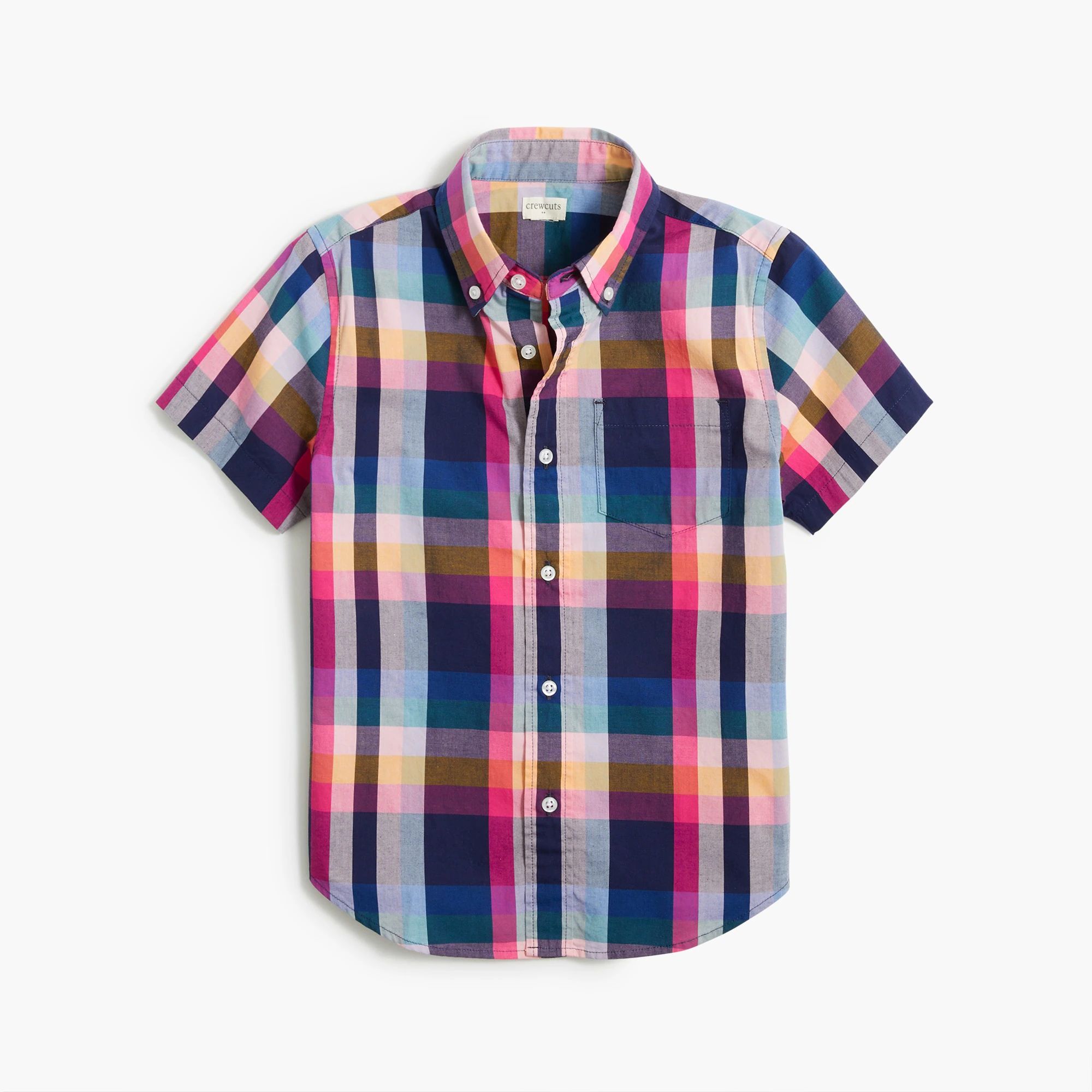 Boys' short-sleeve mixed-plaid shirt | J.Crew Factory