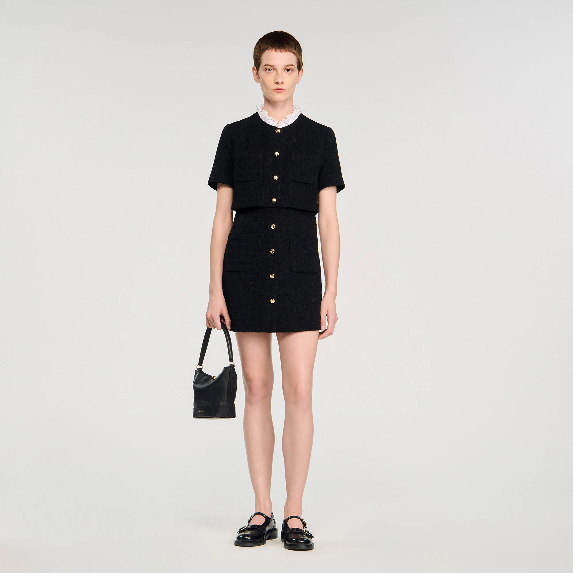 Mini dress with detachable collar | Sandro US | Sandro-Paris US