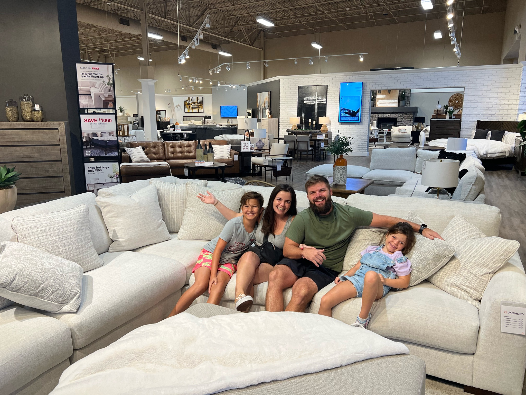 New sofa! It is Modular! We bought the left side middle seat and right chair plus the ottoman!  We bought the color of the sofa- not ottoman! This is the lyndenboro from Ashley’s 

#LTKhome #LTKfamily