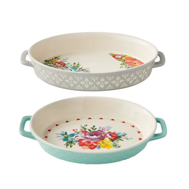 The Pioneer Woman Sweet Romance Blossoms 2PC Oval Ceramic Bakers | Walmart (US)