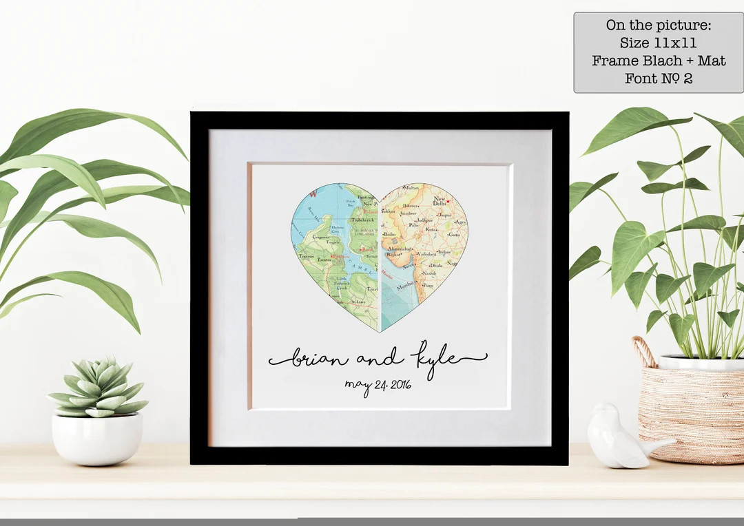 Anniversary Gift, Wedding Gift, Map Art, Gifts for Couple, Map Heart, Romantic Gift, Heart Map, E... | Etsy (US)