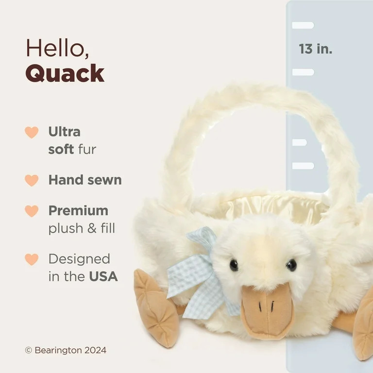 Bearington Quack The Yellow Duck Plush Easter Basket, 12 x 13 Inch Baby Easter Basket, For Ages 1... | Walmart (US)
