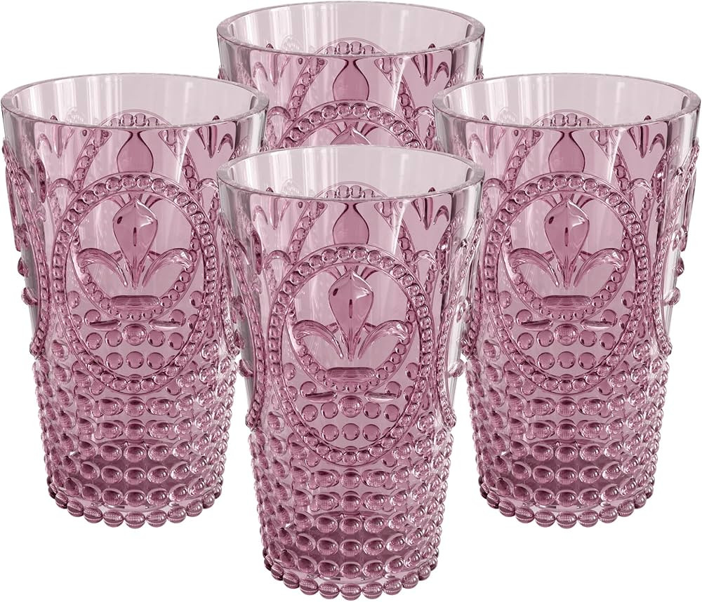 Elle Decor Acrylic 25 Ounce Plastic Water Tumblers, Set of 4 Drinking Cups, Reusable, Shatterproo... | Amazon (US)