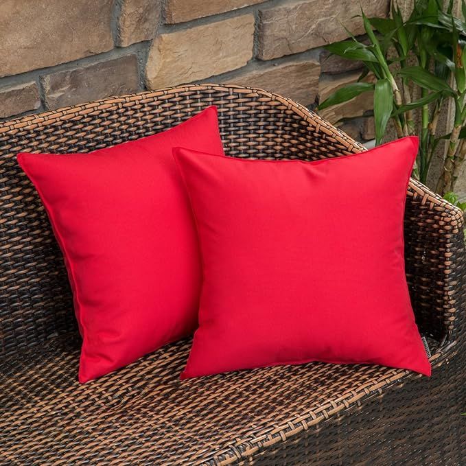 MIULEE Pack of 2 Decorative Outdoor Waterproof Pillow Covers Square Garden Cushion Sham Throw Pil... | Amazon (US)