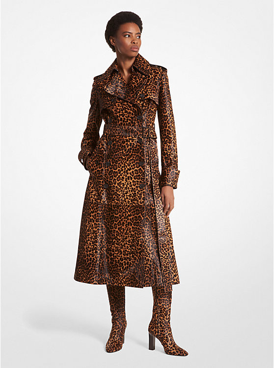 Leopard Print Calf Hair Trench Coat | Michael Kors US
