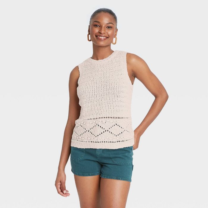 Women's Pointelle Crewneck Sweater Tank - Universal Thread™ | Target