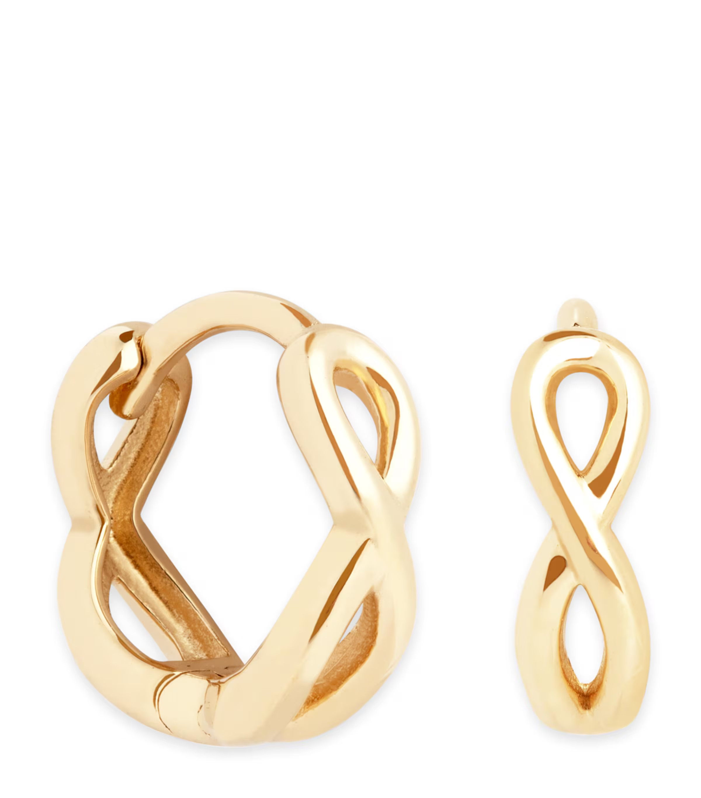 Astrid & Miyu Yellow Gold Infinity Huggie Earrings | Harrods