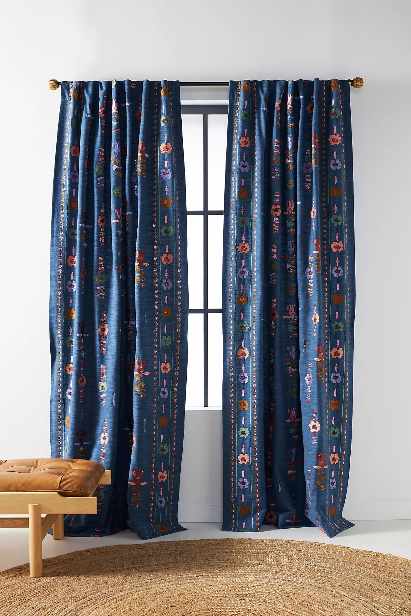 Embroidered Kacie Curtain | Anthropologie (US)