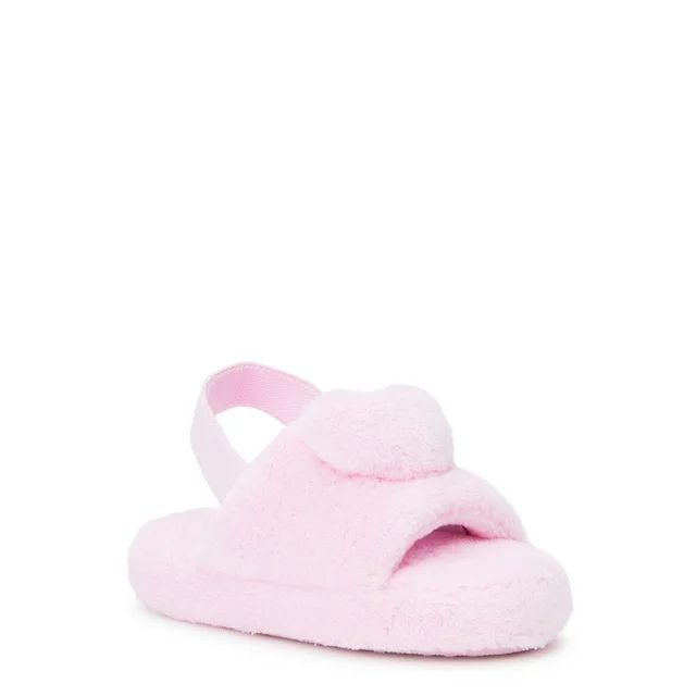 Wonder Nation Little and Big Girls Plush Slide Slippers with Heel Strap, Sizes 5/6-11/12 | Walmart (US)