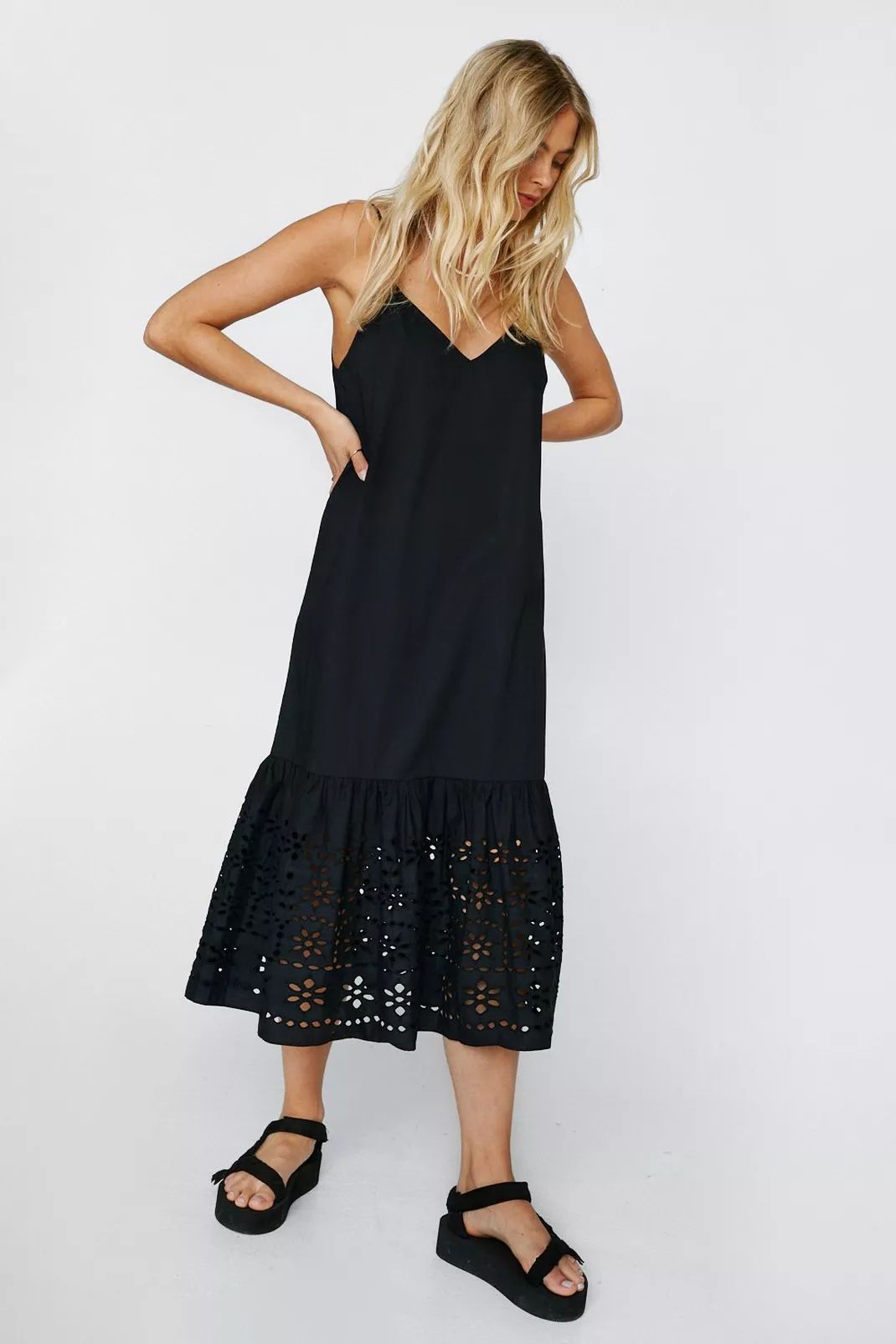 Strappy Embroidered Detail Midi Dress | NastyGal (UK, IE)