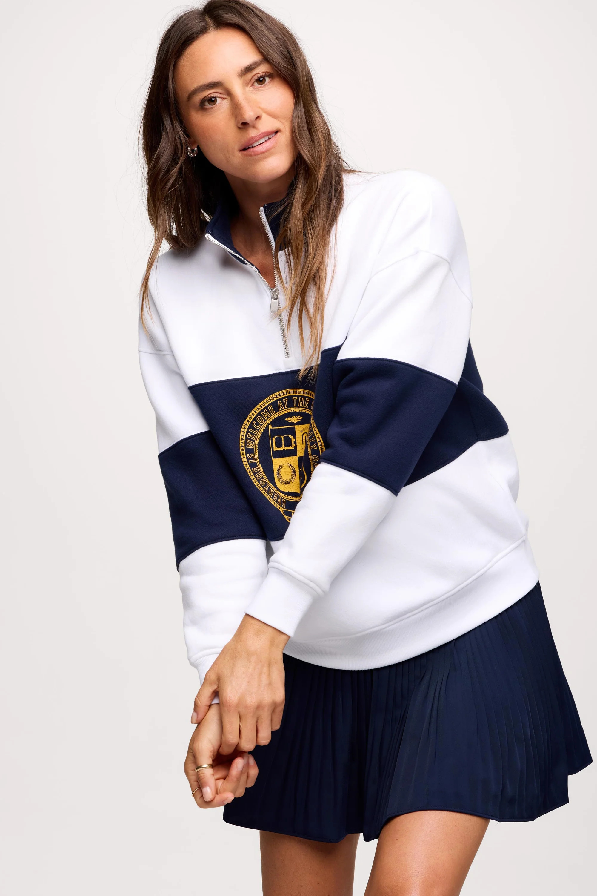 Campus Quarter-Zip | White/Navy | nuuds