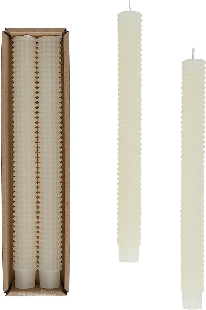 Creative Co-Op Unscented Hobnail Taper Box, Set of 2, Cream Candles, 1" L x 1" W x 10" H, 2 Count | Amazon (US)