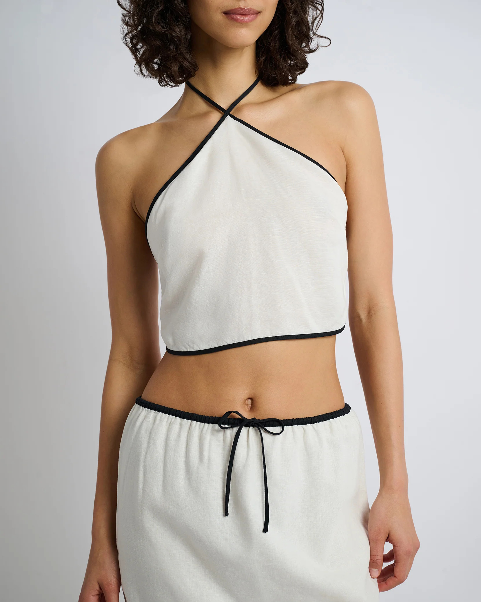 Air Linen Cropped Halter Top | onia