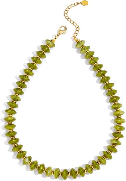 Beaded Necklace for Women Boho Resin Choker Vintage Jewelry Gift | Amazon (US)