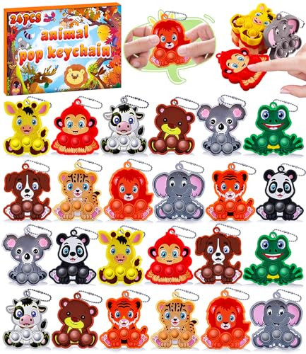 Easter Egg Fillers, 24PCS Aniaml Fidget Keychain, Sensory Pop Fidget Toys Bulk, Party Favors, Goodie Bag Stuffers for Kids, Classroom Prizes, Small Toys for Kids | Amazon (US)