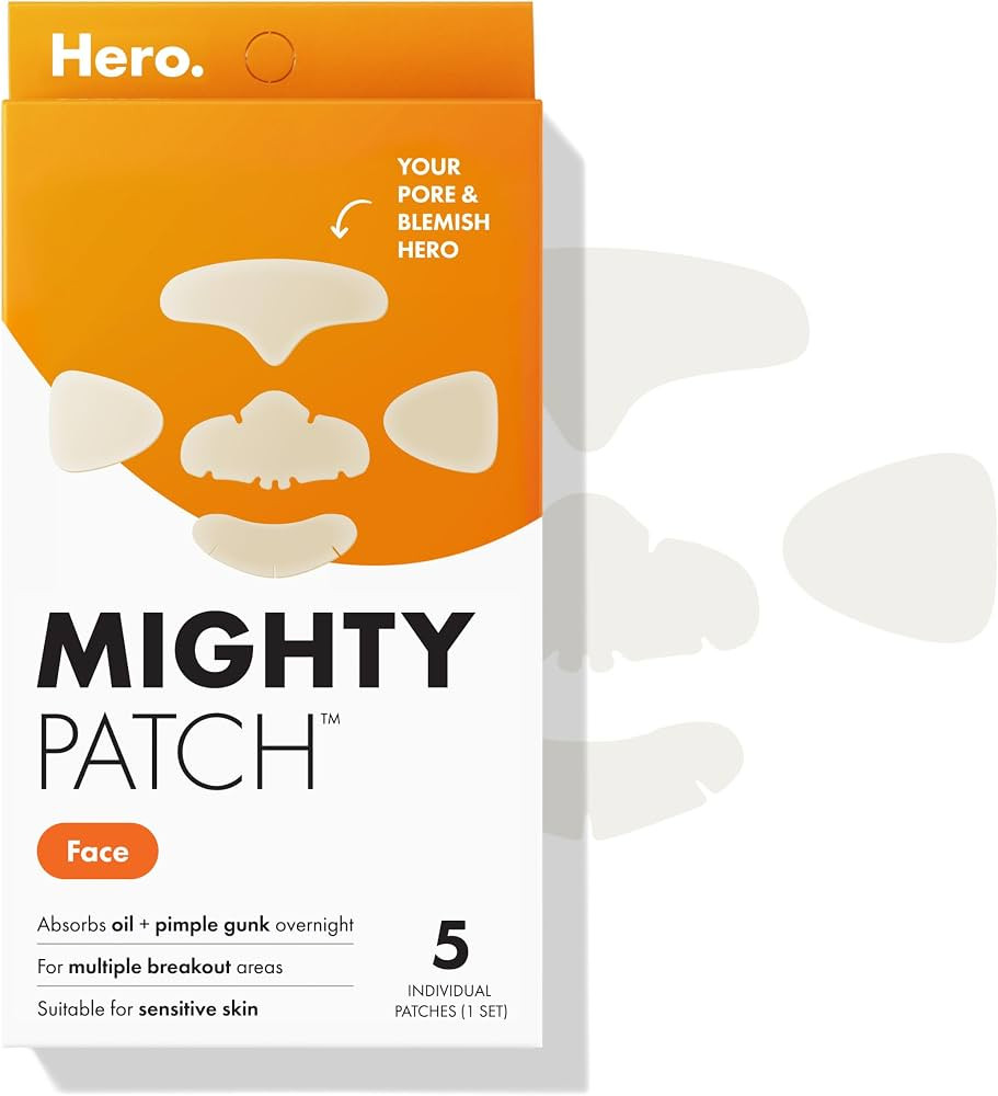 Mighty Patch Hero Cosmetics Face XL Hydrocolloid Face Mask for Acne, 5 Ct | Amazon (US)