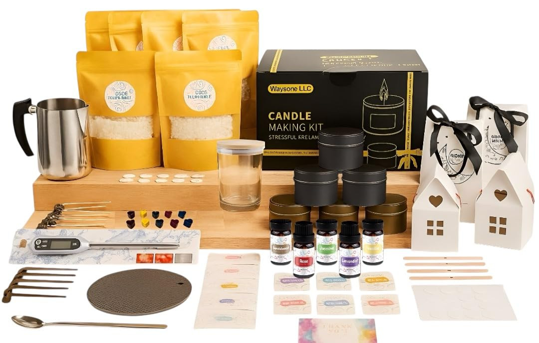 WAYONE LLC Candle Making Kit - DIY Starter Soy Candle Making Supplies Kit - Soy Wax, Full Set - 1... | Amazon (US)