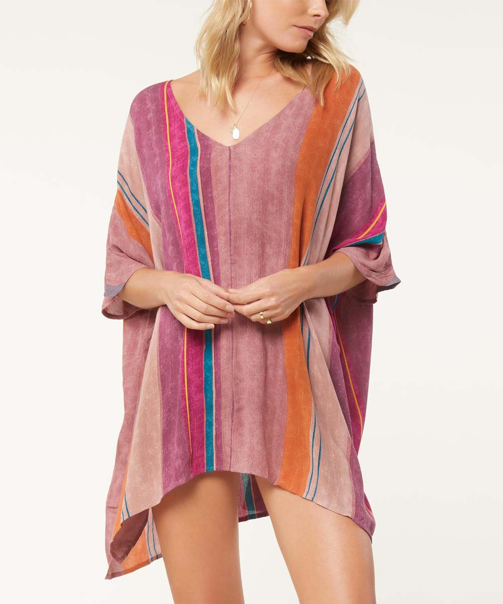 O'Neill Women's Swimsuit Coverups WNE - Wine Stripe Tessa V-Neck Cover-Up - Women | Zulily