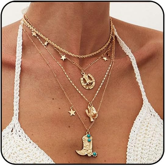 Boho Necklaces for Women Layered Western Jewelry for Women Turquoise Beaded Choker Cactus Horsesh... | Amazon (US)