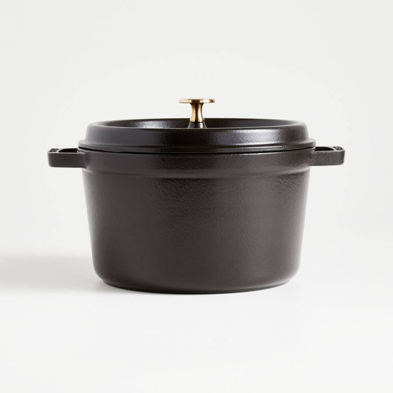 Staub 5-Qt. Matte Black Tall Round Cocotte | Crate and Barrel | Crate & Barrel