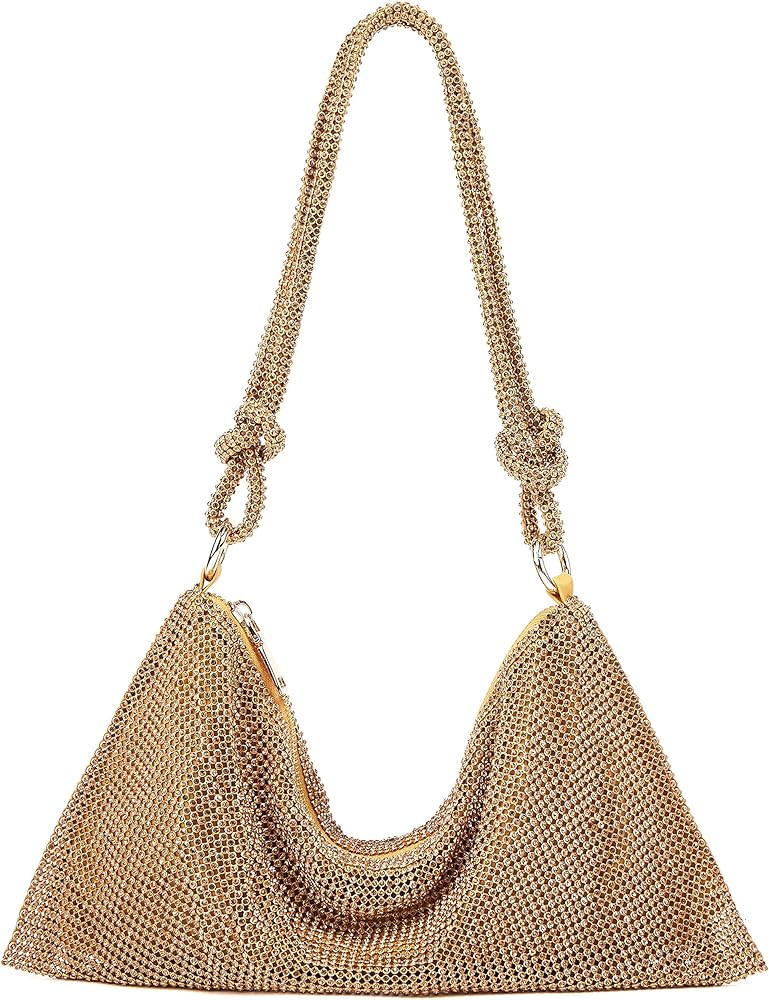 Rhinestone Hobo Bag for Women Chic Evening Handbag Shiny Purse for Travel Vacation 2022 | Amazon (US)
